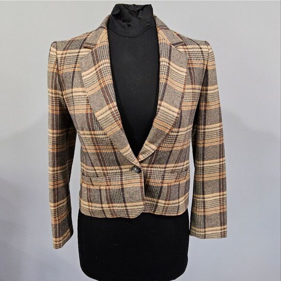 🐢 Pendleton Petite Blazer.  Black and Brown. Size 6P - Picture 1 of 16